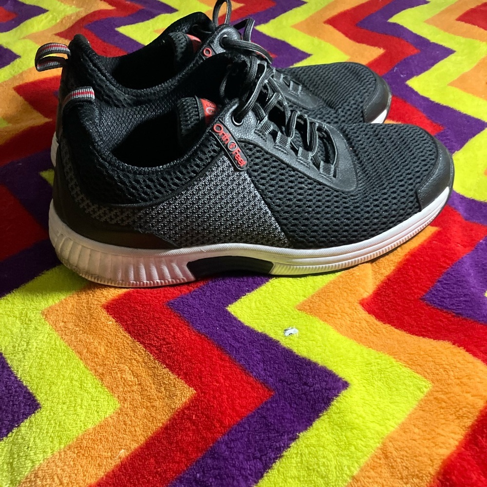 Orthofeet Edgewater Sneakers Men's 12 Black White Lace Up Running Shoes ZPO1348